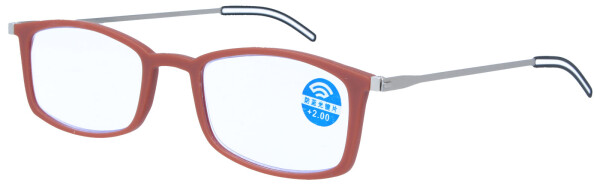 Flexible Fertiglesebrille "Yannis" in Braun in flacher Form mit Blaulichtfilter inkl. Etui + 2,50 dpt