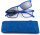 Klassische Kunststoff - Lesebrille ECKIG in Blau mit magnetischem Sonnenclip