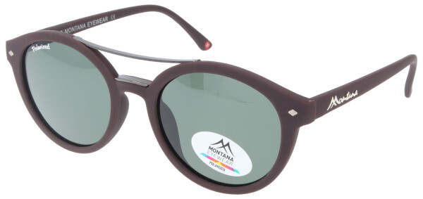 Braune Doppelsteg-Sonnenbrille Montana Eyewear MP21 mit grüner Tönung und Polarisation
