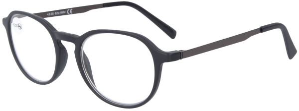 Moderne Kunststoff - Fertiglesebrille FERDINAND in Schwarz mit Metallbügeln inkl. Etui + 2,00 dpt