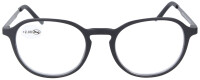 Moderne Kunststoff - Fertiglesebrille FERDINAND in Schwarz mit Metallbügeln inkl. Etui + 2,00 dpt