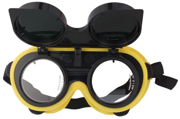 Schutzbrille / Schweißerbrille Schutzstufe 5 mit elastischem Kopfband in Gelb / Schwarz