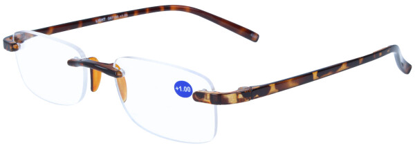Dezente, randlose Lesebrille LIGHT in Havanna im klassischen Design + 2,00 dpt