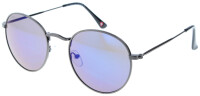 Stylische Metall - Sonnenbrille MS92B - XL in Gun mit blau verspiegelten Gläsern