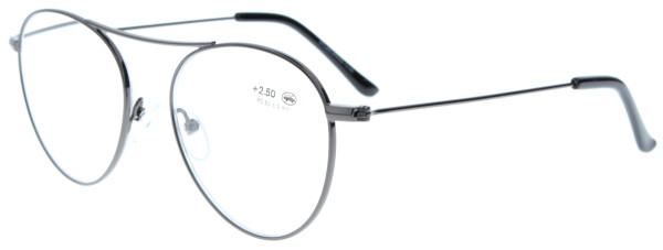 Außergewöhnliche Fertiglesebrille aus grauem Metall DYLAN in moderner Flieger-Optik + 2,00 dpt