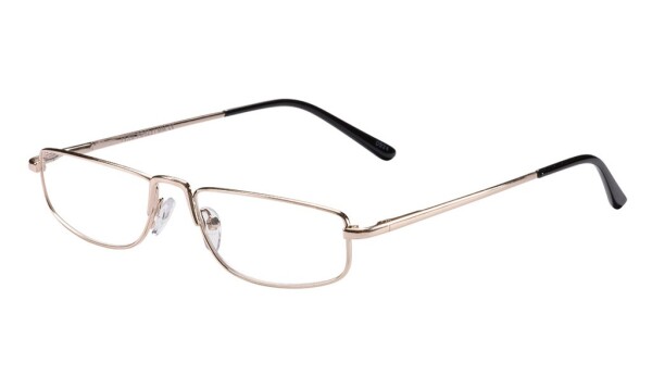 Goldfarbene Metall Fertig-Lesebrille GARDA mit Federscharnier und Einstecketui