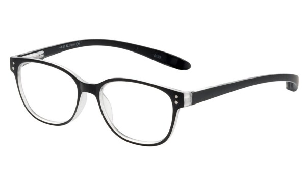 Lesebrille "Juno" aus Kunststoff in Schwarz mit Federscharnier und passendem Etui