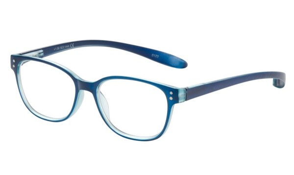 Lesebrille "Juno" aus Kunststoff in Blau mit Federscharnier und passendem Etui