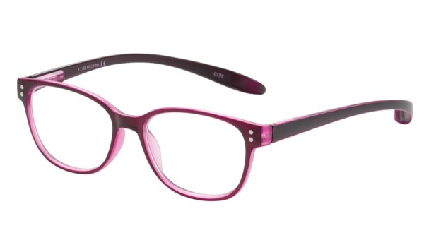 Lesebrille "Juno" aus Kunststoff in Beere mit Federscharnier und passendem Etui