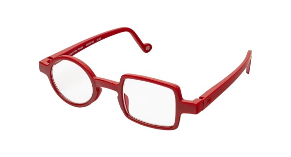 Moderne rote Design-Lesebrille Donald mit asymmetrischem Highlight