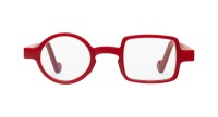 Moderne rote Design-Lesebrille Donald mit asymmetrischem Highlight