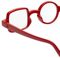 Moderne rote Design-Lesebrille Donald mit asymmetrischem Highlight