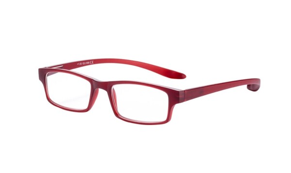 Kunststoff-Lesebrille Rot mit langen Bügeln & Etui