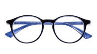 Moderne Kunststoff-Lesebrille Schwarz/Blau mit Federscharnier und Etui