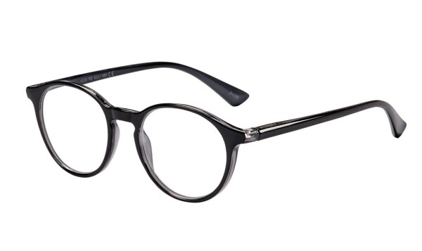 Moderne Kunststoff-Lesebrille Schwarz/Grau mit Federscharnier und Etui