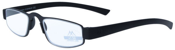 Dezente Fertig-Lesebrille MARC in Schwarz mit Soft - Touch - Bügelenden und Brillenetui