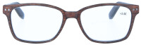 Stylische Lesebrille FRED in Dunkelbraun mit Holz - Applikation inkl. Etui + 2,50 dpt