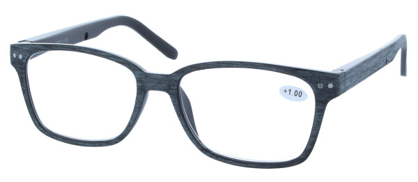 Stylische Lesebrille FRED in Grau mit Holz - Applikation inklusive Einstecketui + 2,50 dpt